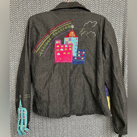 Vintage pushpa kaktus city applique jacket - Picture 2 of 7